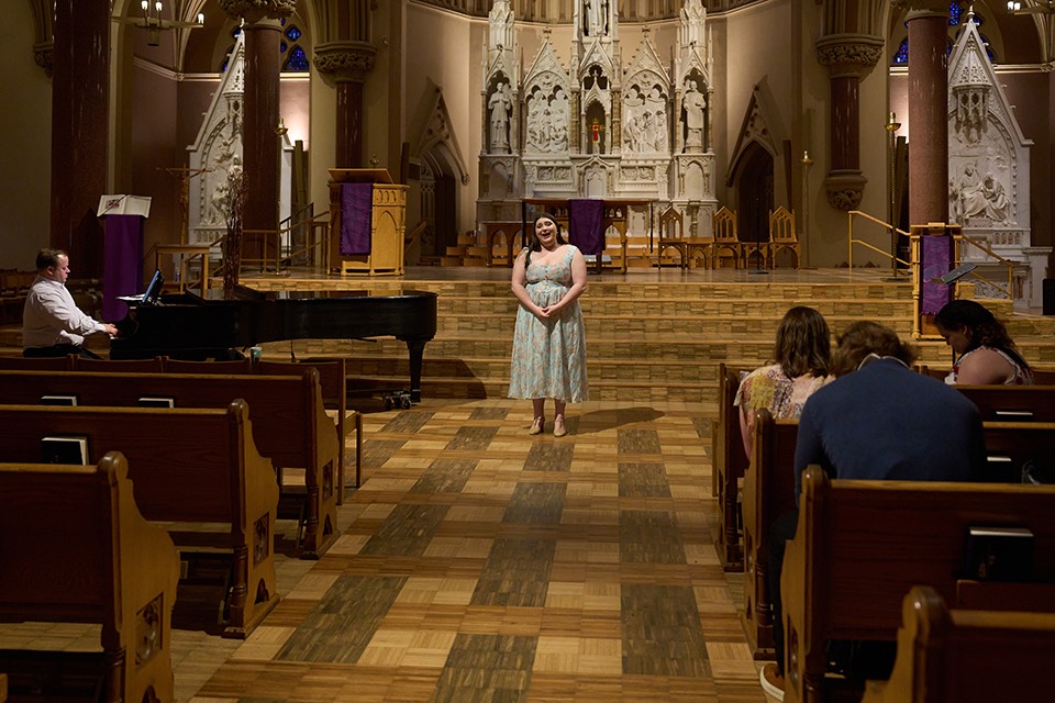 Music major Sarah Hymes performs in College Church