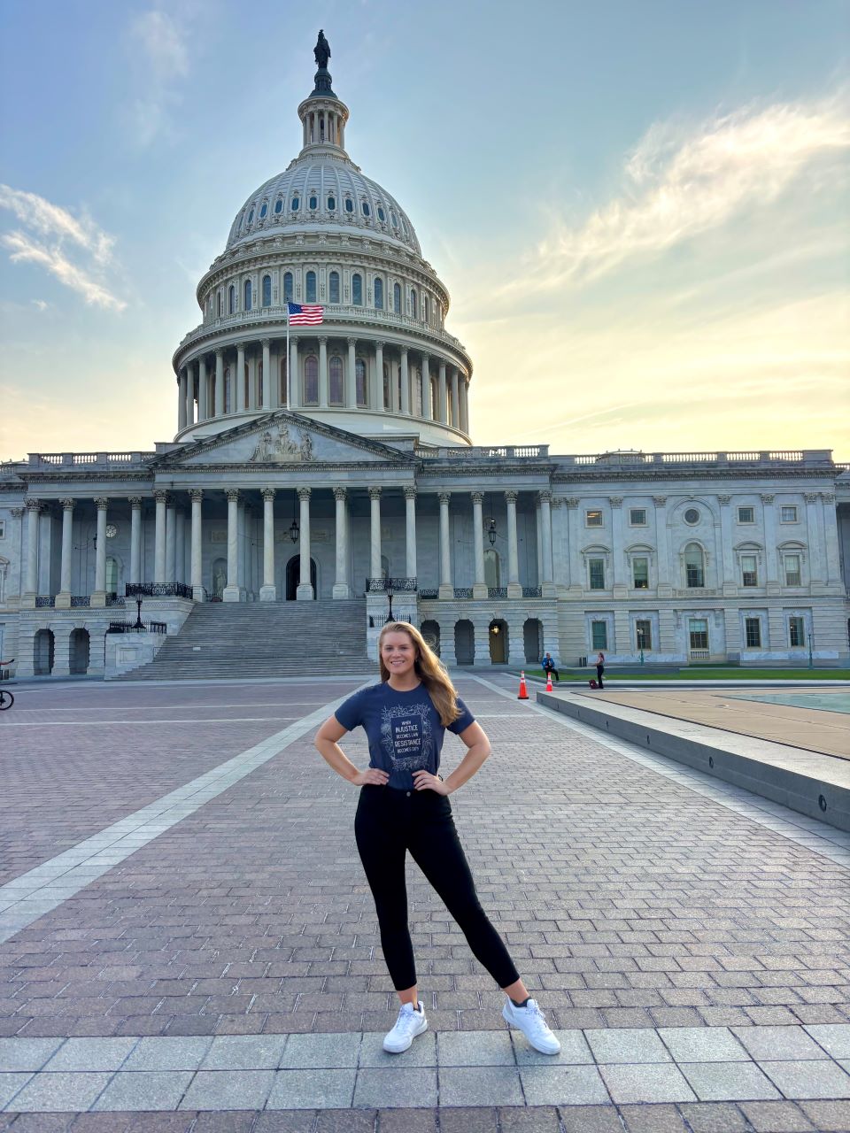 Faith Whatley-Blaine stands outside the United States Capital Building