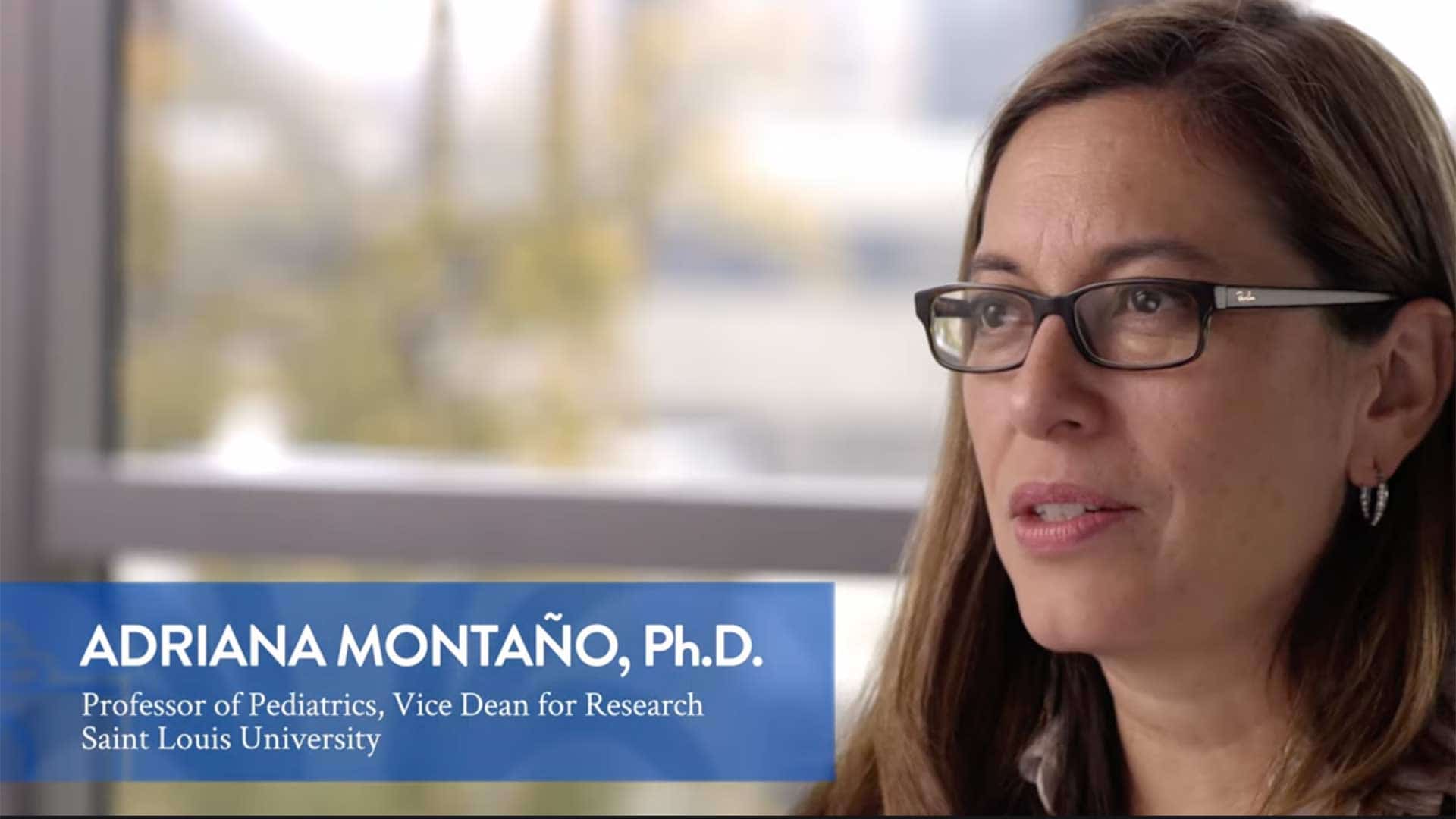 A screenshot of a video of Adriana Montano, Ph.D.